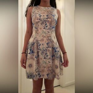 Short blue floral casual dress